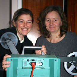 Gill and Julia watch archive films